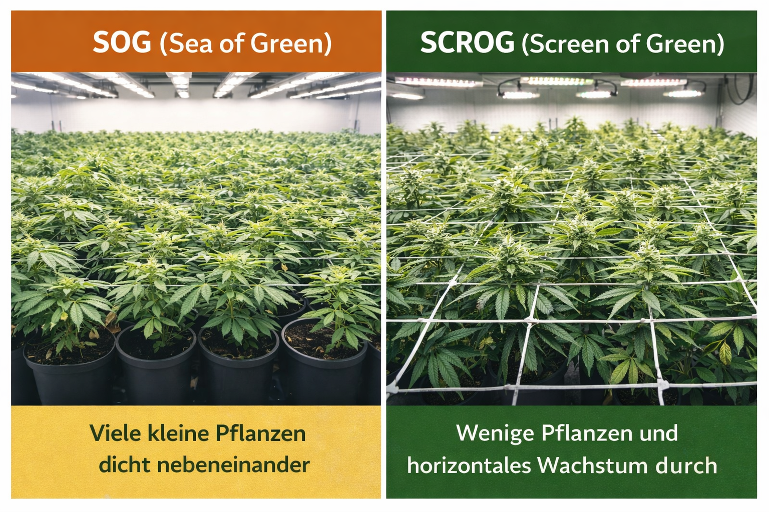 SOG und SCROG – Effiziente Trainingstechniken zur Optimierung von Pflanzenwachstum und Ertrag